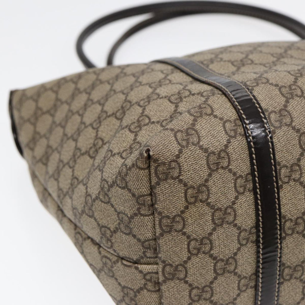 GUCCI GG Supreme Tote Bag PVC Leather Beige Silver 197953 hk1559