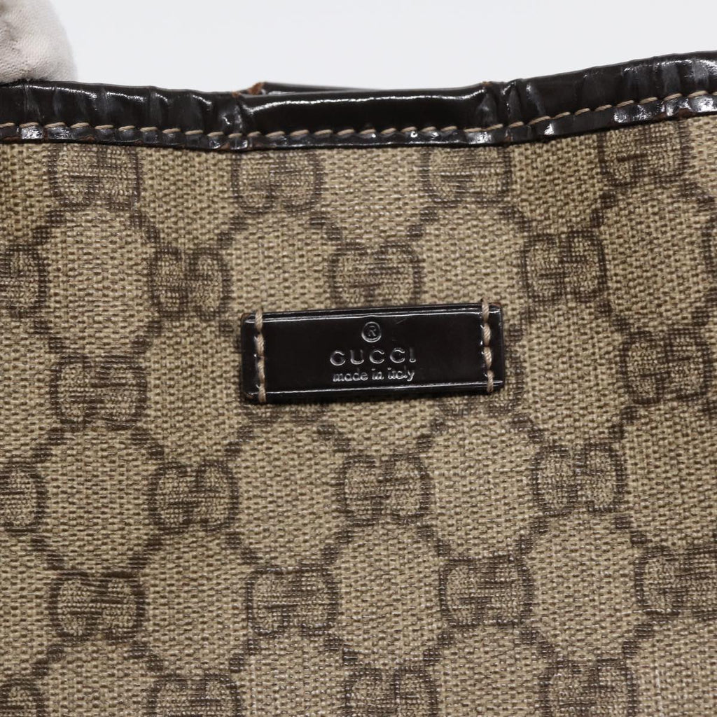 GUCCI GG Supreme Tote Bag PVC Leather Beige Silver 197953 hk1559