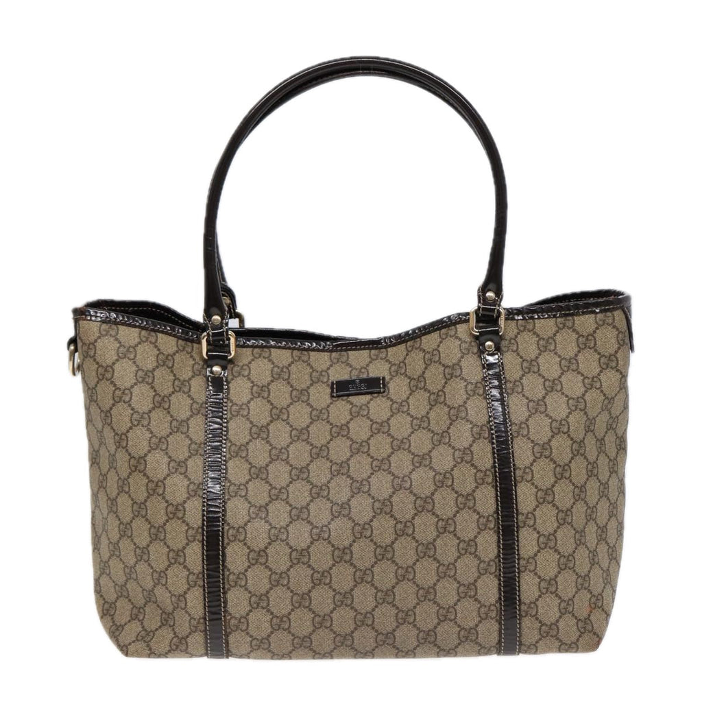 GUCCI GG Supreme Tote Bag PVC Leather Beige Silver 197953 hk1559