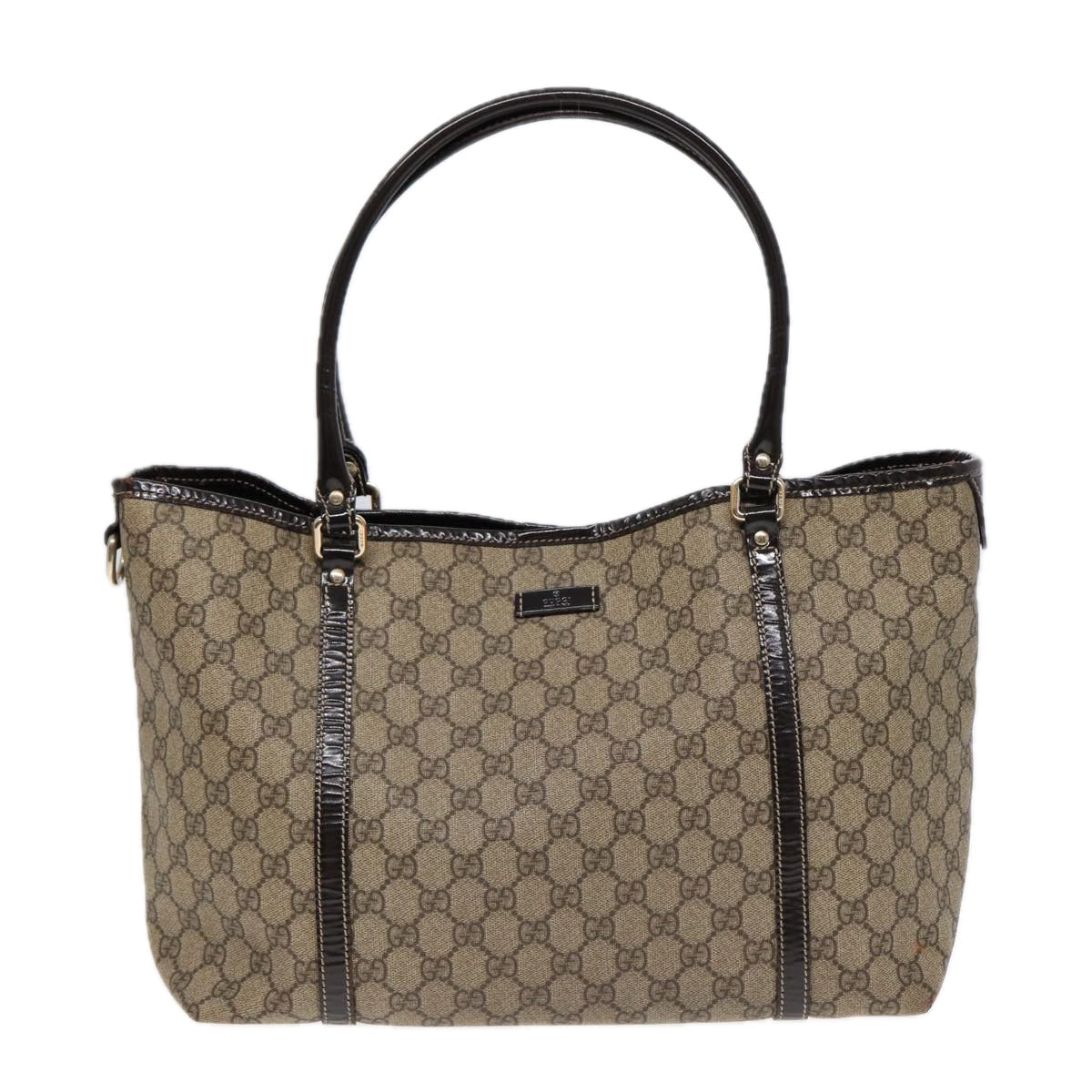 GUCCI GG Supreme Tote Bag PVC Leather Beige Silver 197953 hk1559