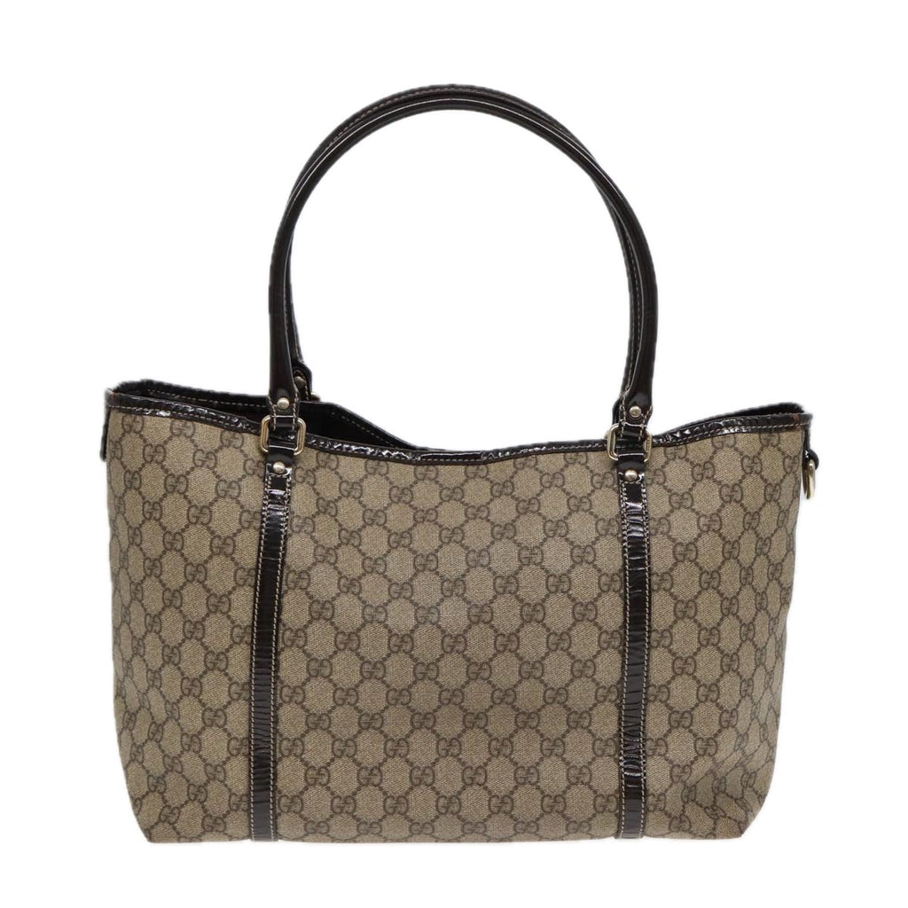 GUCCI GG Supreme Tote Bag PVC Leather Beige Silver 197953 hk1559