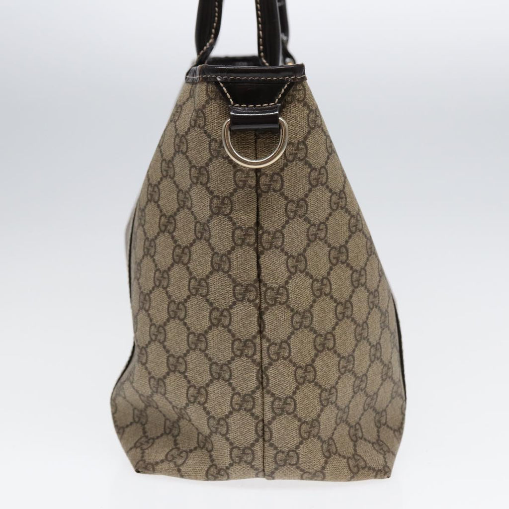 GUCCI GG Supreme Tote Bag PVC Leather Beige Silver 197953 hk1559