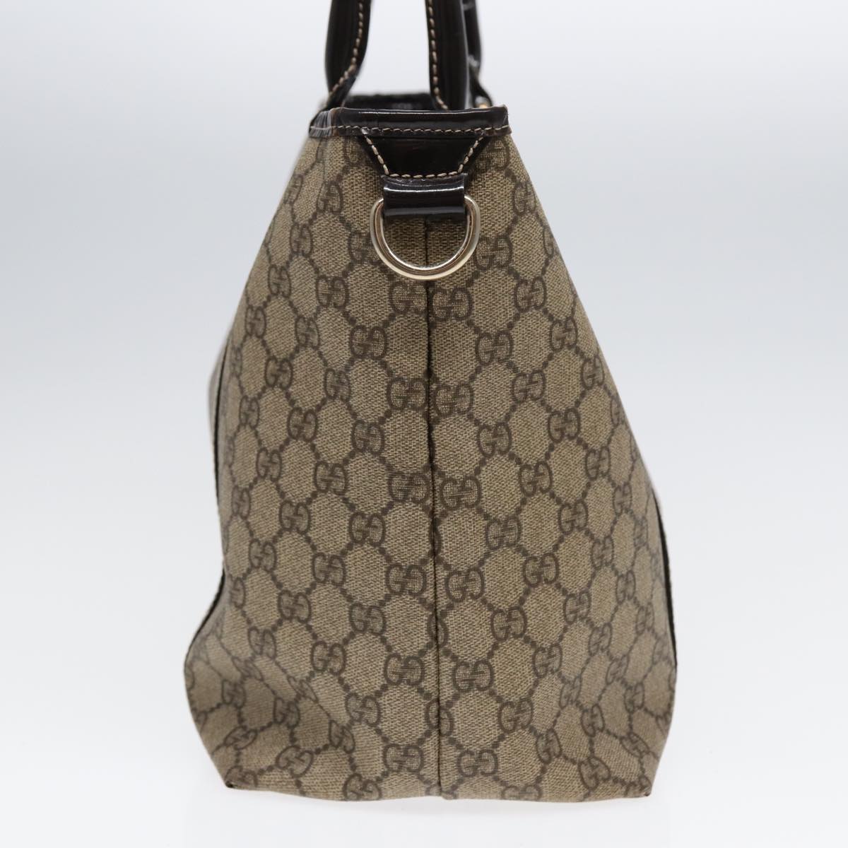GUCCI GG Supreme Tote Bag PVC Leather Beige Silver 197953 hk1559