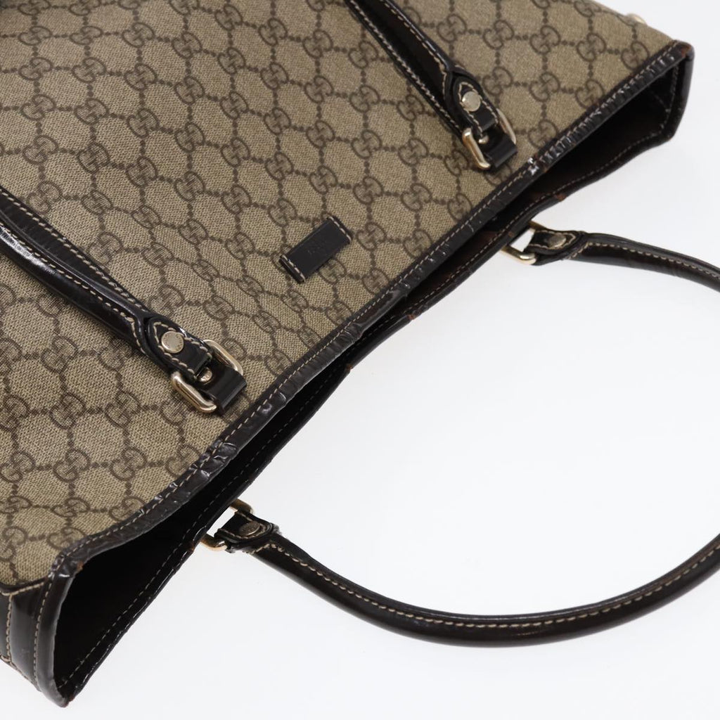 GUCCI GG Supreme Tote Bag PVC Leather Beige Silver 197953 hk1559