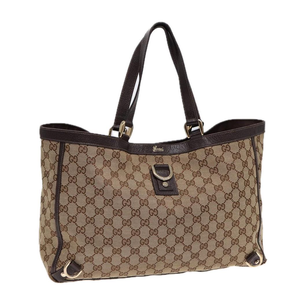 GUCCI GG Canvas Tote Bag Beige Gold 141472 hk1561