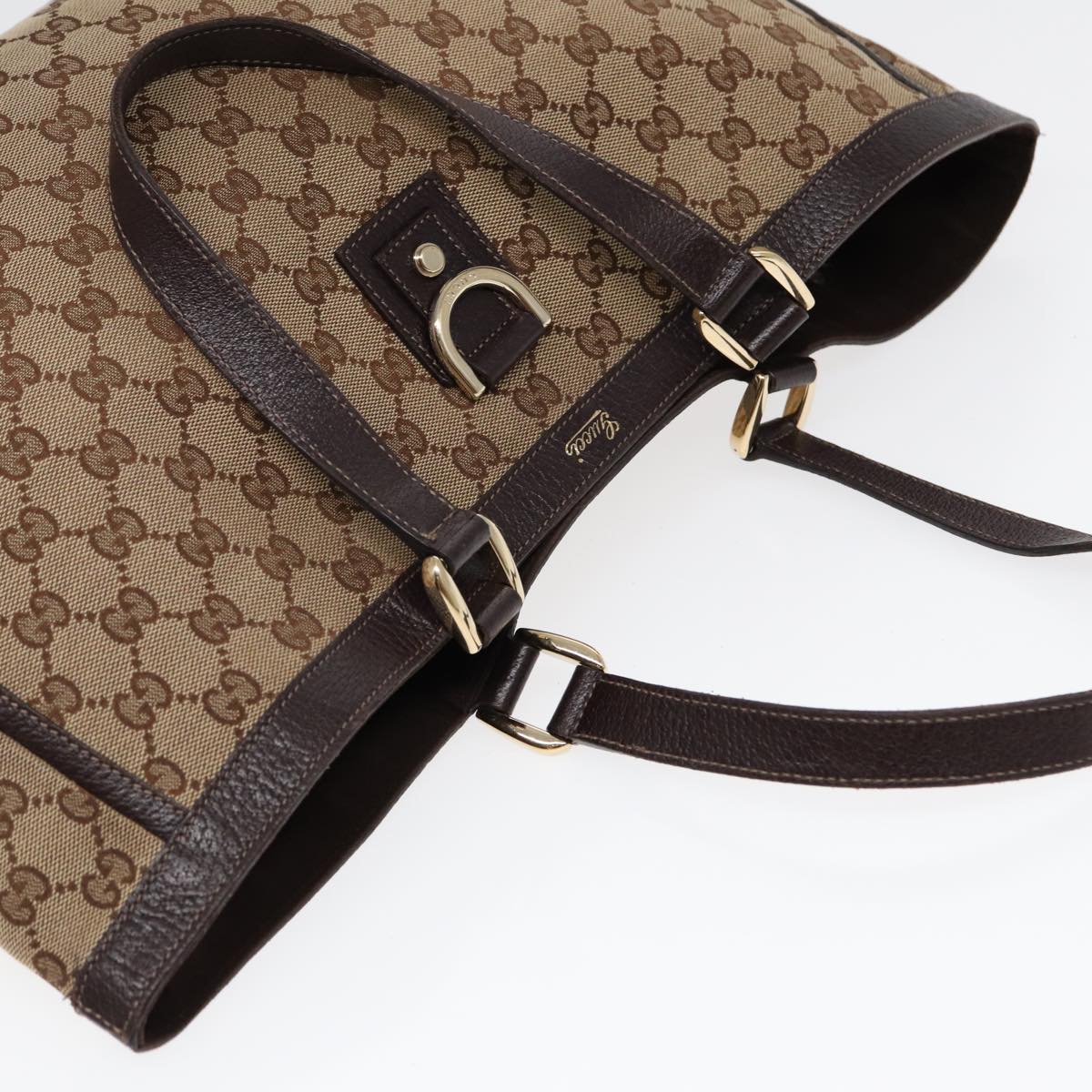 GUCCI GG Canvas Tote Bag Beige Gold 141472 hk1561