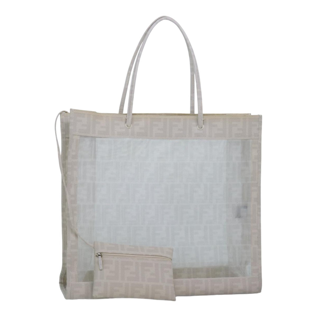 FENDI Tote Bag Nylon White Silver hk1586
