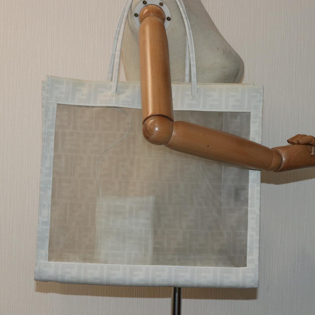 FENDI Tote Bag Nylon White Silver hk1586