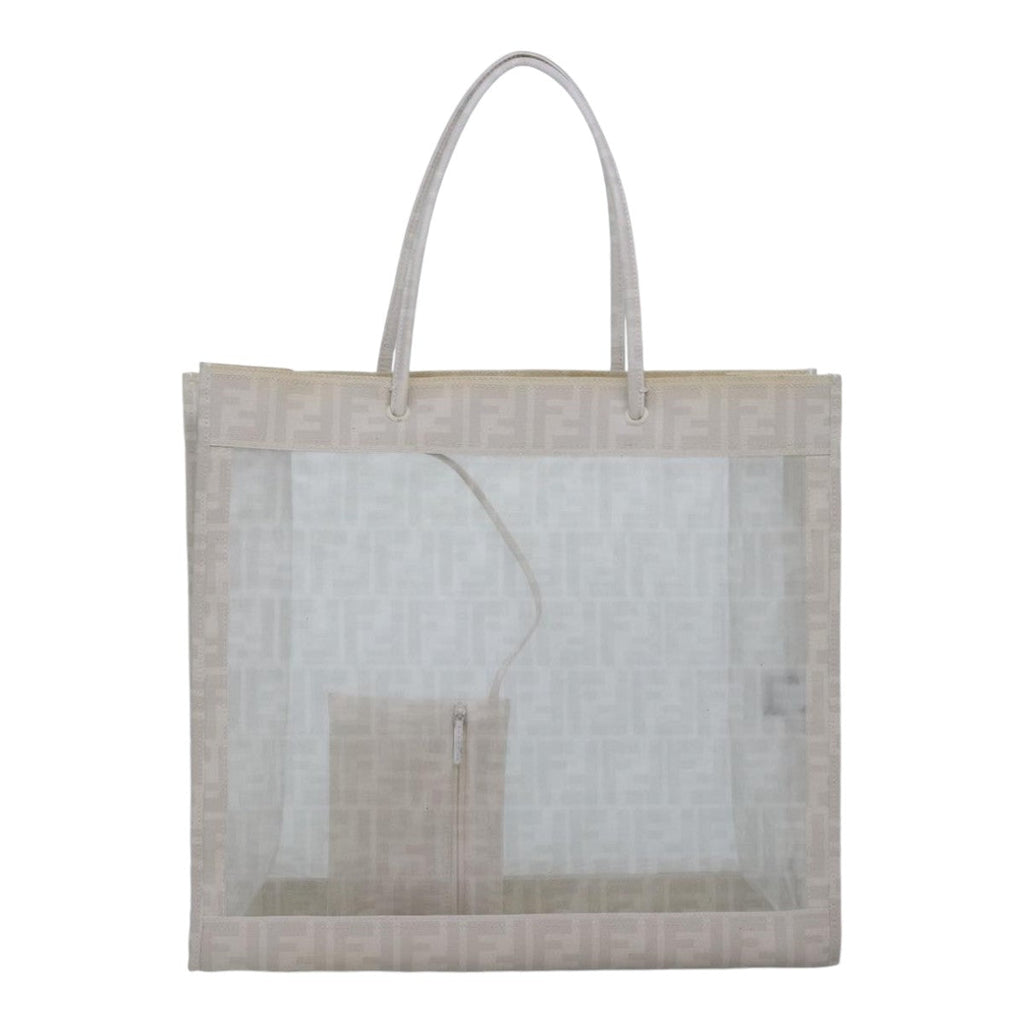 FENDI Tote Bag Nylon White Silver hk1586