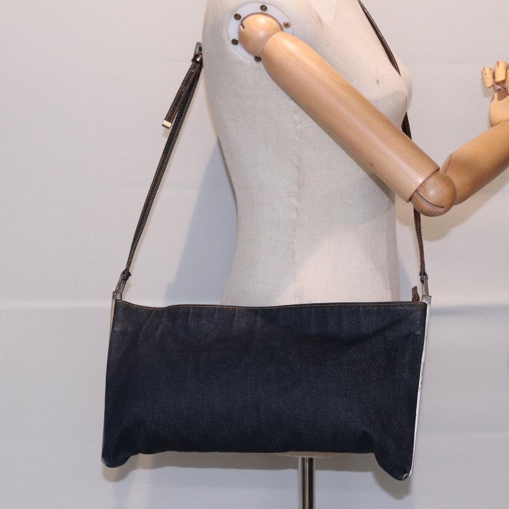 FENDI Shoulder Bag Denim Navy Silver hk1587