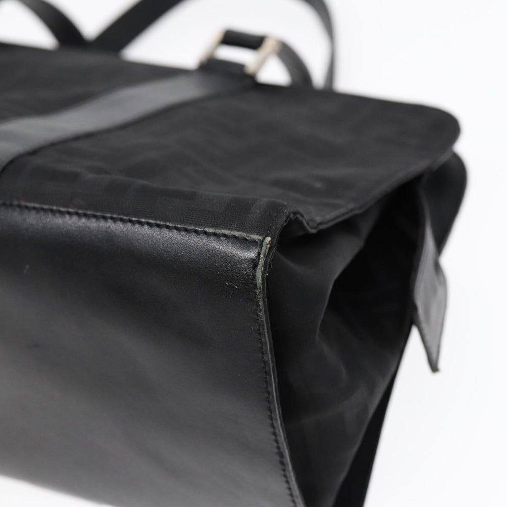 FENDI Zucca Canvas Hand Bag Black Silver hk1588