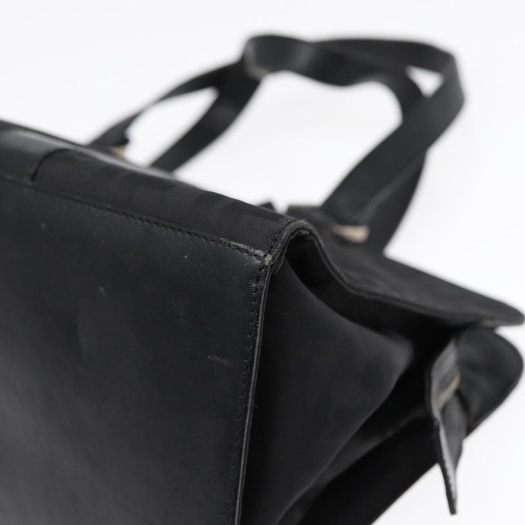 FENDI Zucca Canvas Hand Bag Black Silver hk1588