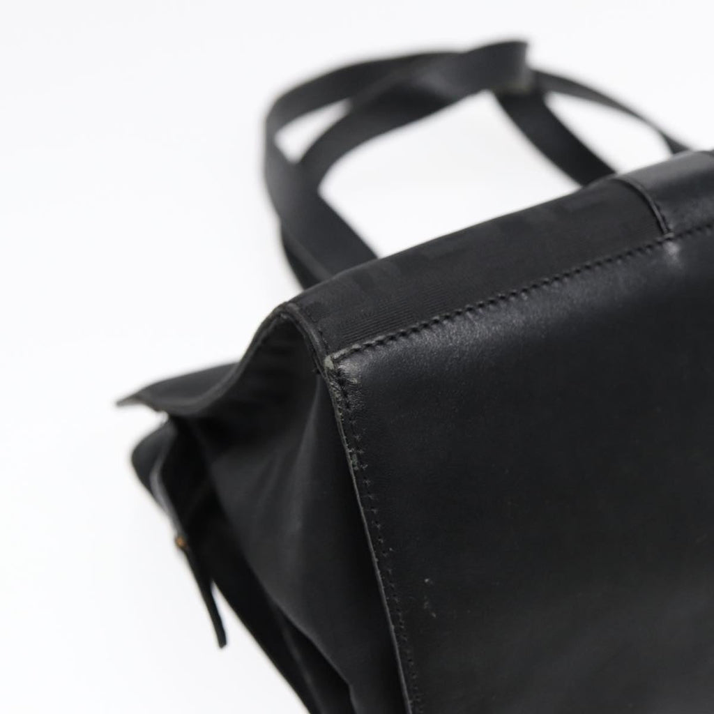 FENDI Zucca Canvas Hand Bag Black Silver hk1588
