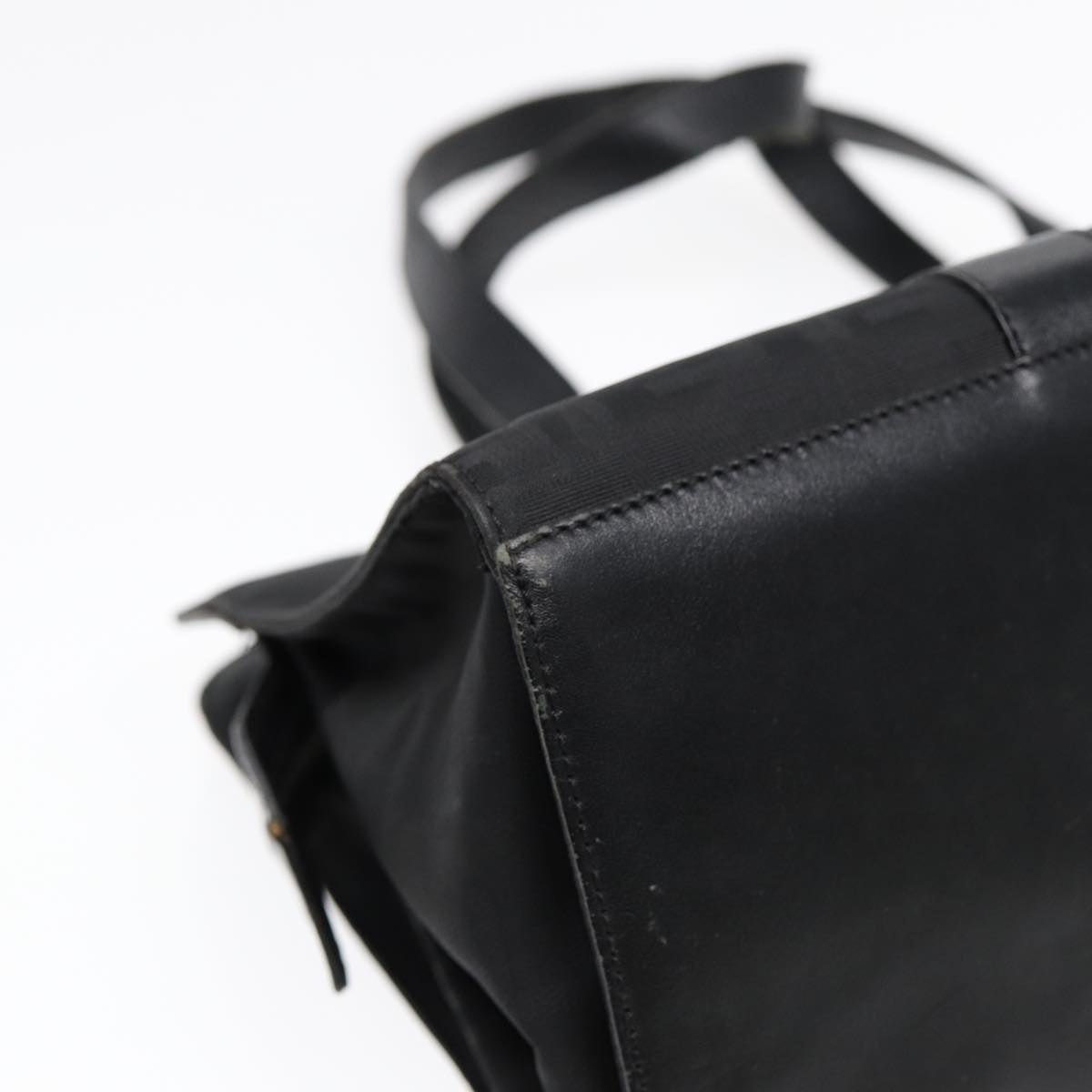 FENDI Zucca Canvas Hand Bag Black Silver hk1588