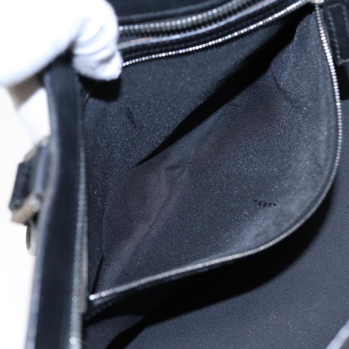 FENDI Zucca Canvas Hand Bag Black Silver hk1588