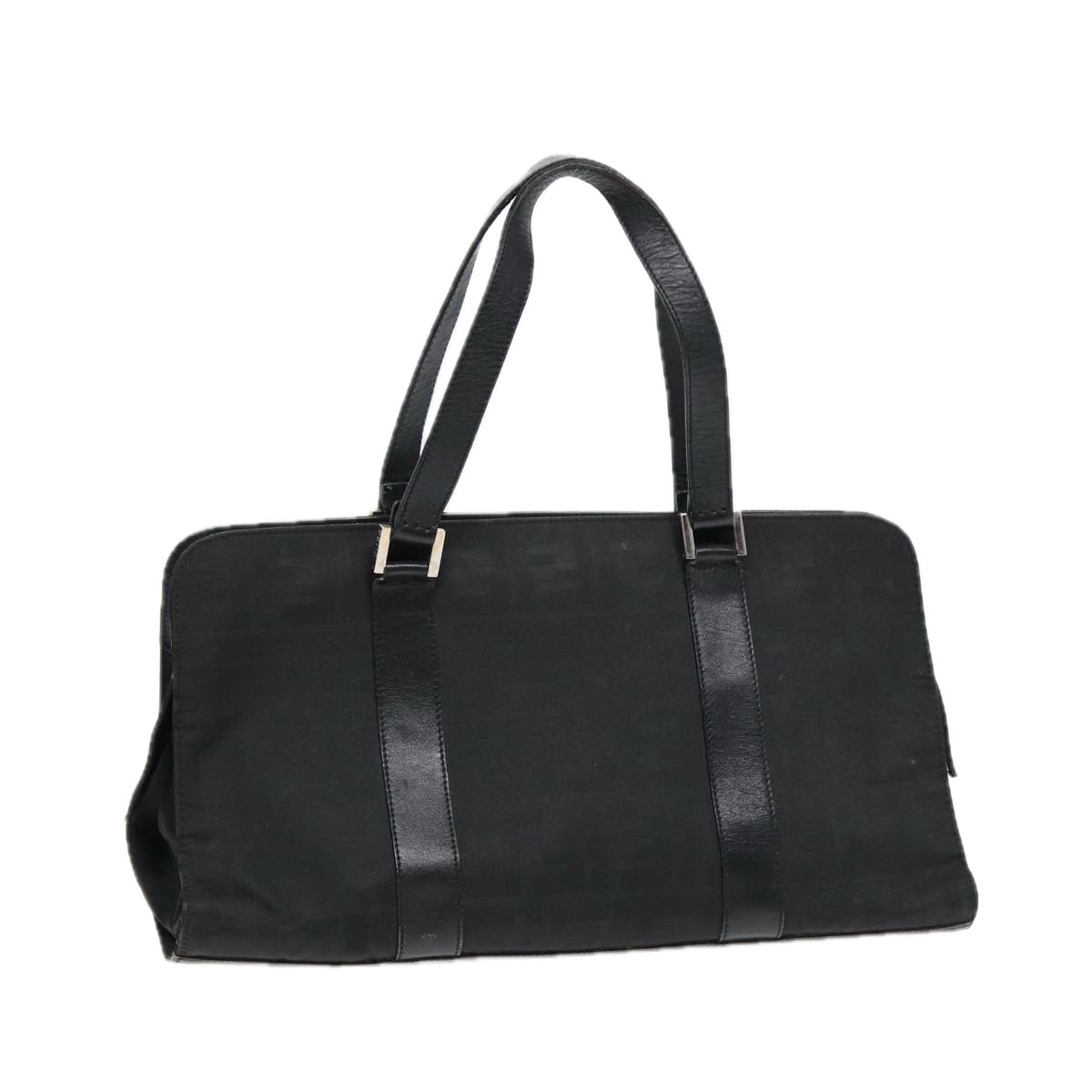 FENDI Zucca Canvas Hand Bag Black Silver hk1588