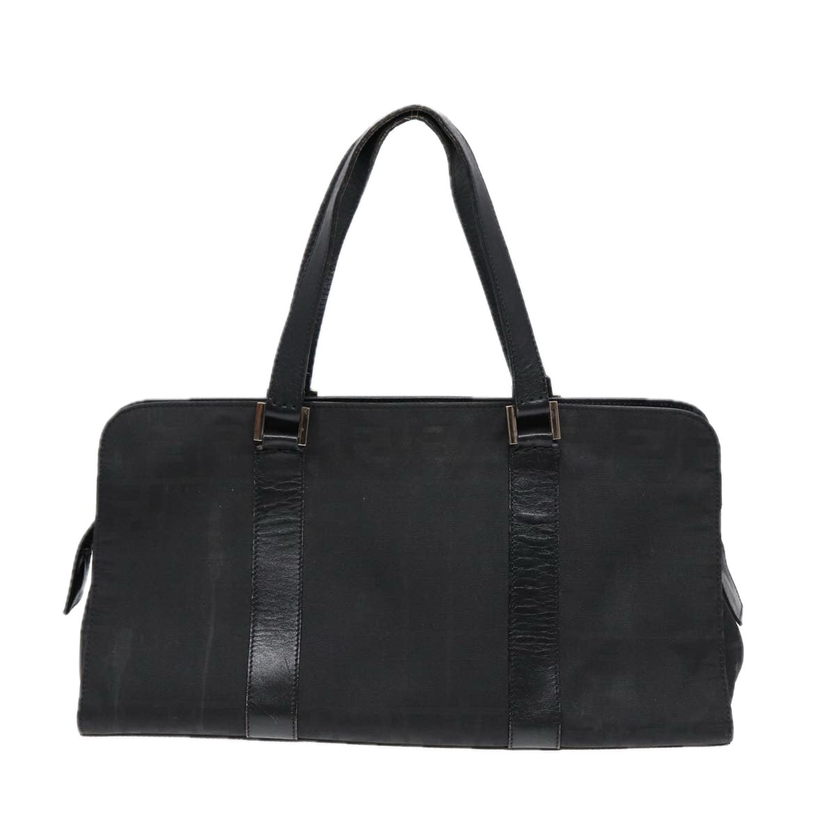 FENDI Zucca Canvas Hand Bag Black Silver hk1588