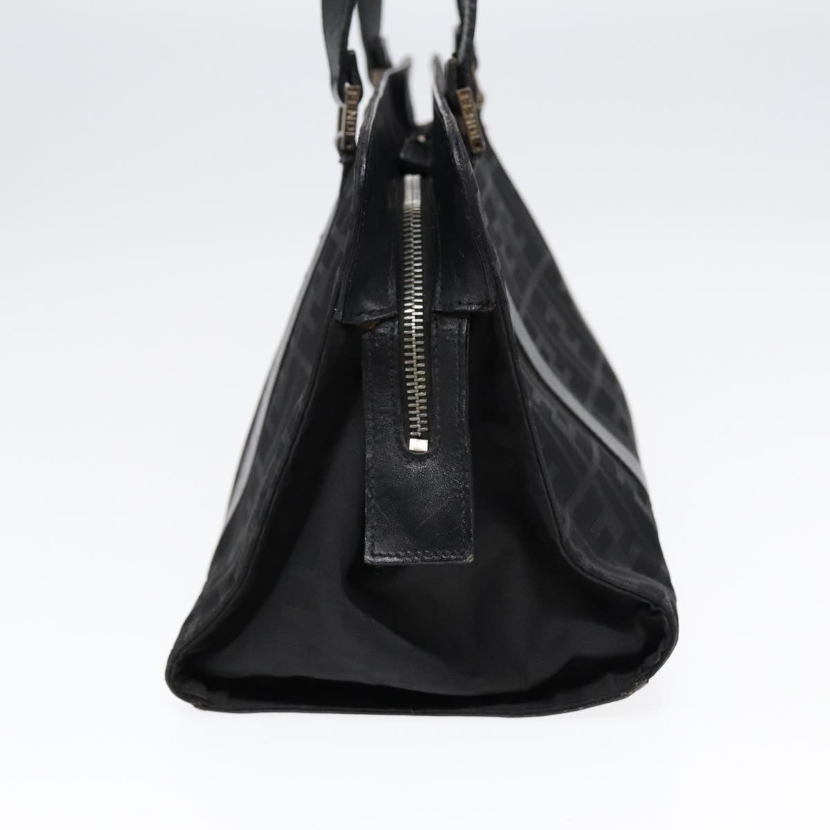 FENDI Zucca Canvas Hand Bag Black Silver hk1588