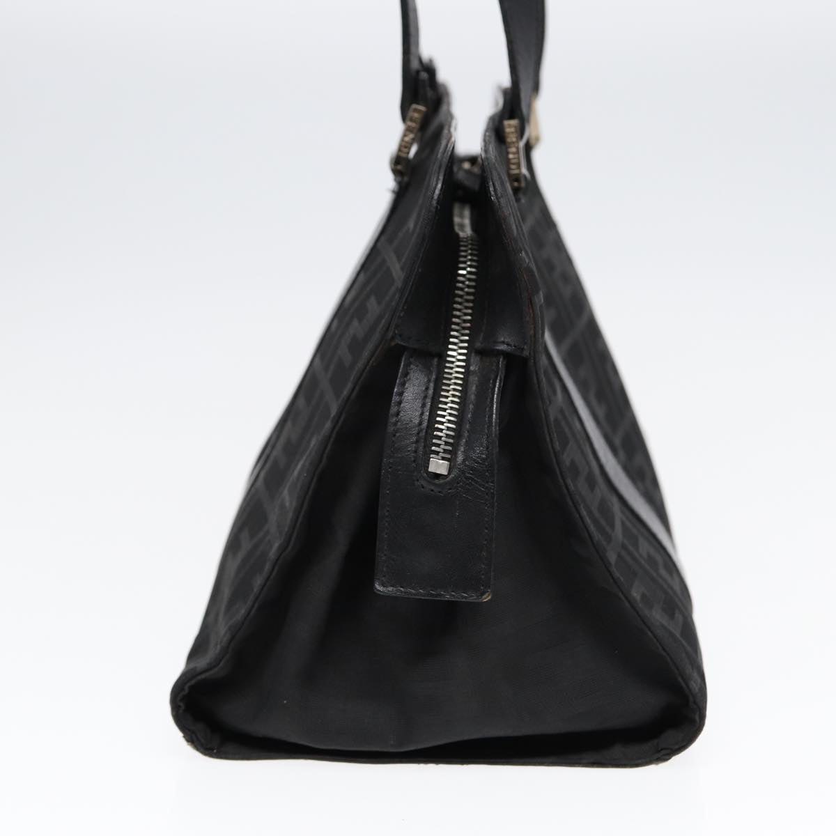 FENDI Zucca Canvas Hand Bag Black Silver hk1588