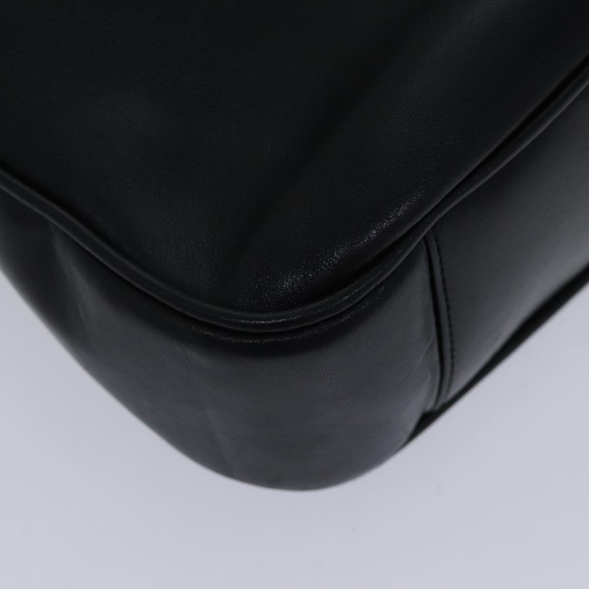GUCCI Bamboo Hand Bag Leather 2way Black Gold 001 1638 200047 hk1606