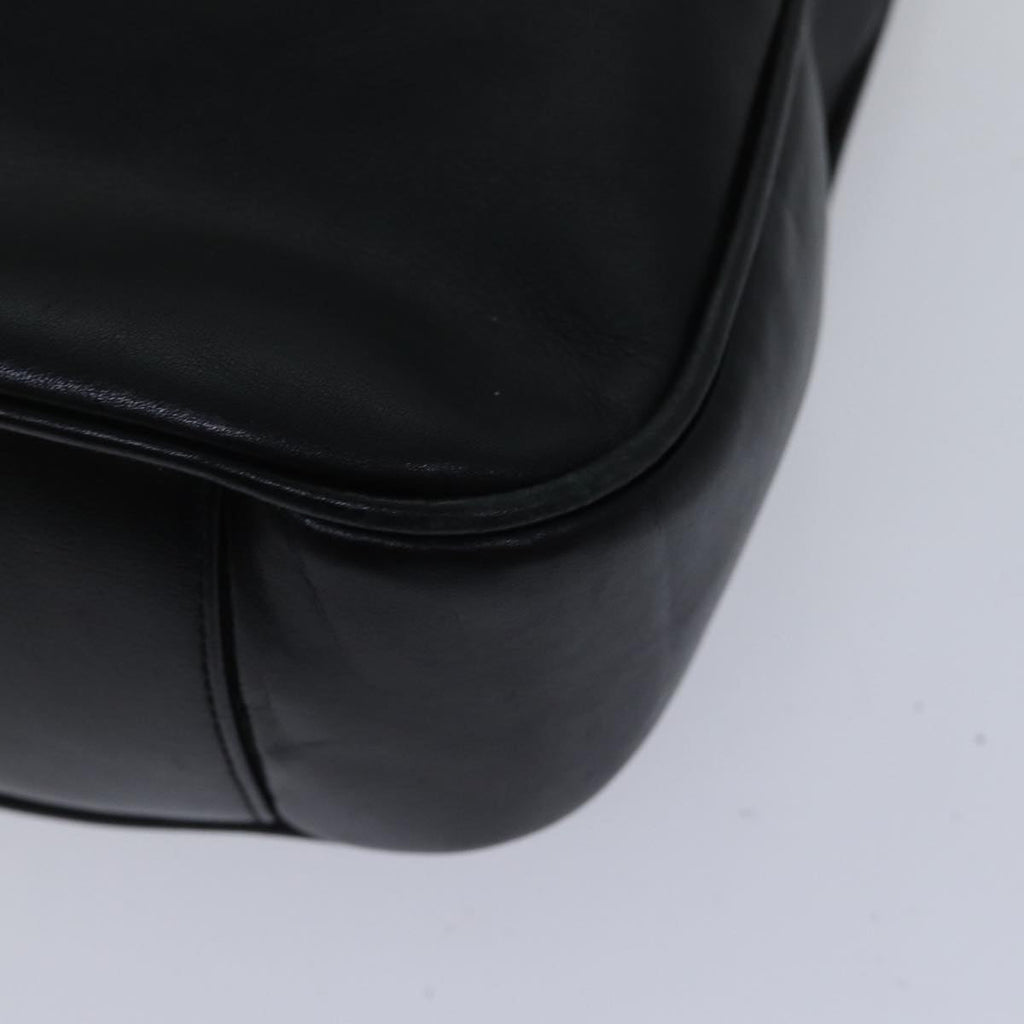 GUCCI Bamboo Hand Bag Leather 2way Black Gold 001 1638 200047 hk1606