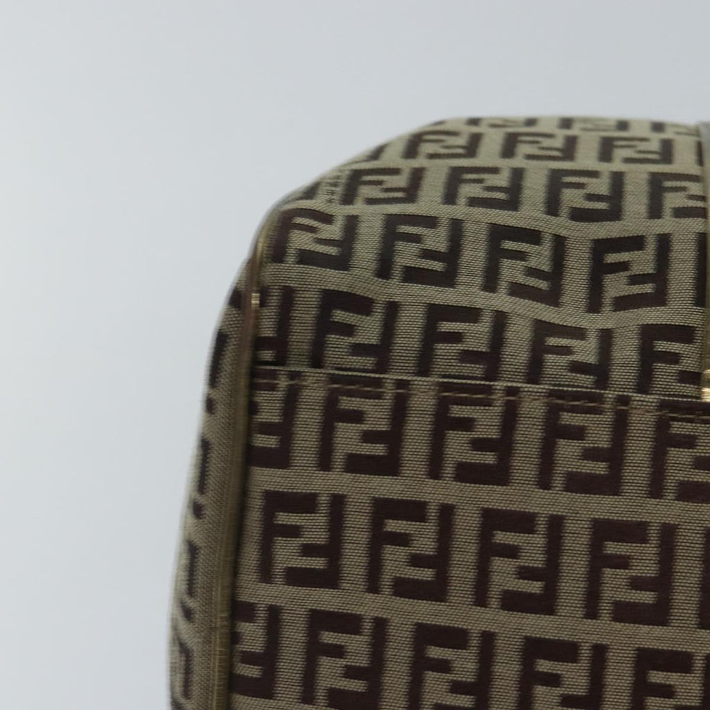FENDI Zucchino Canvas Boston Bag Beige Gold hk1608