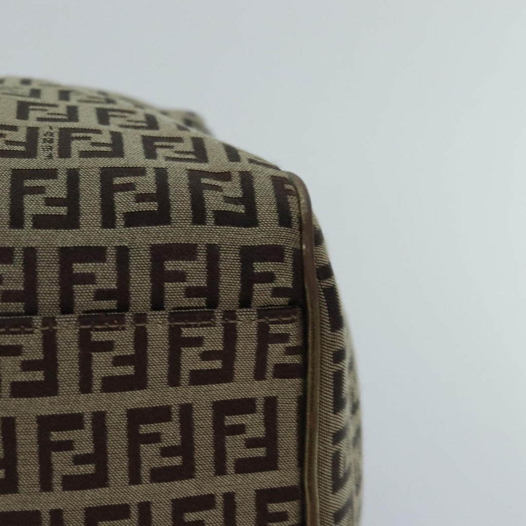 FENDI Zucchino Canvas Boston Bag Beige Gold hk1608