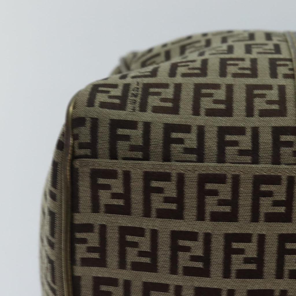 FENDI Zucchino Canvas Boston Bag Beige Gold hk1608