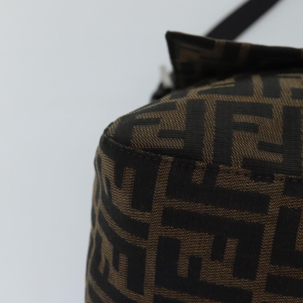 FENDI Zucca Canvas Mamma Baguette Shoulder Bag Brown Black Silver hk1612