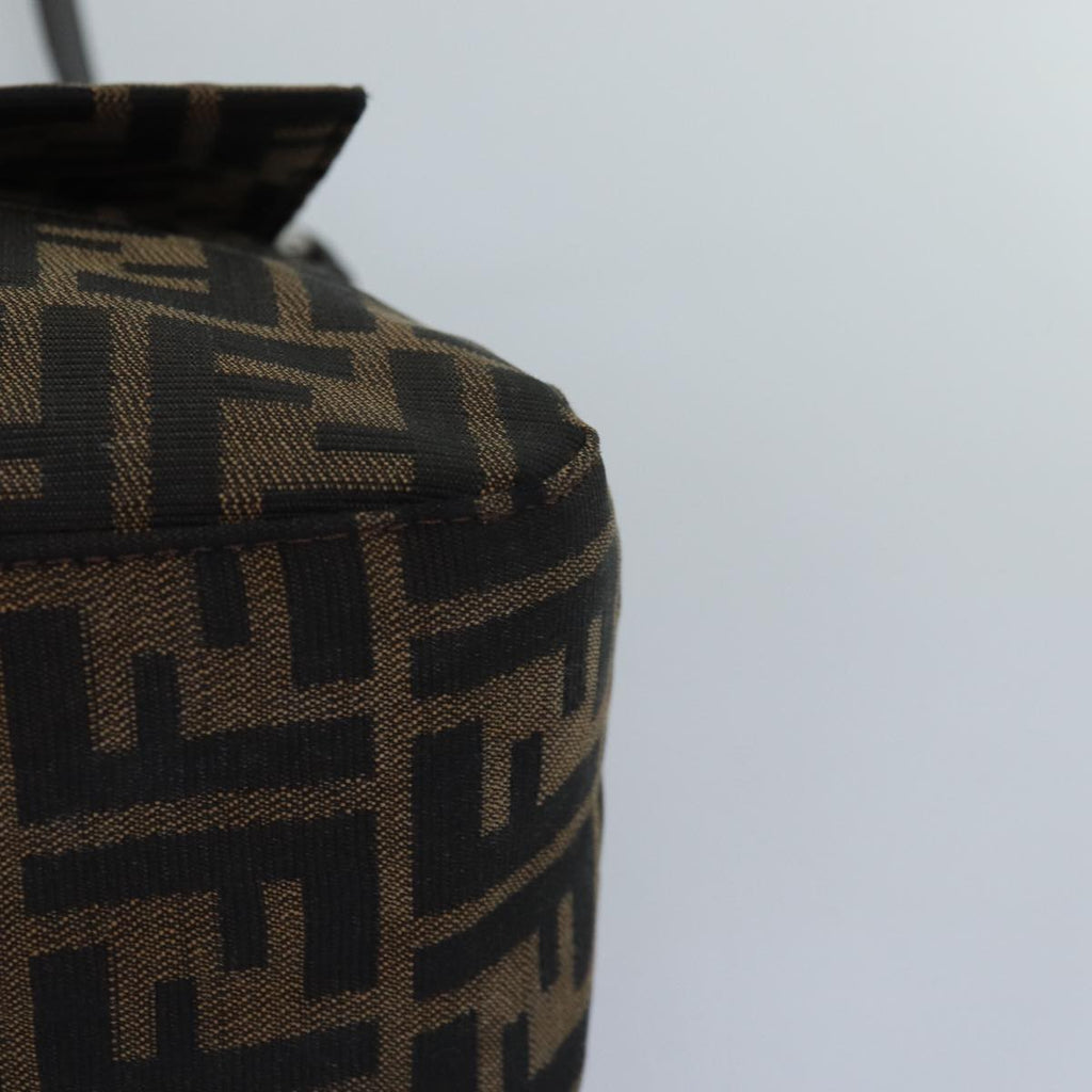 FENDI Zucca Canvas Mamma Baguette Shoulder Bag Brown Black Silver hk1612