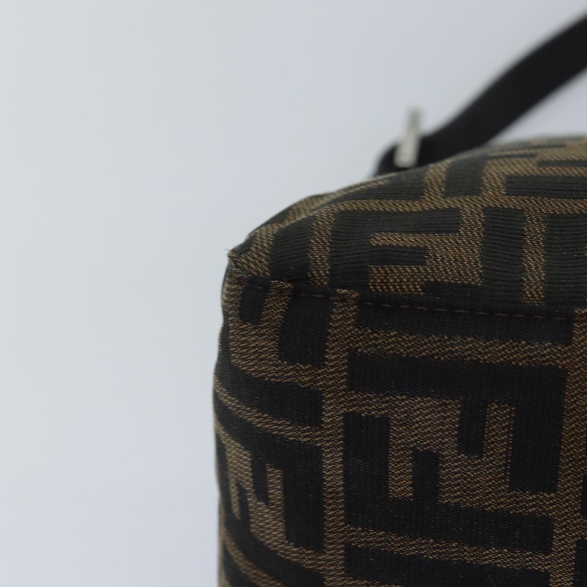 FENDI Zucca Canvas Mamma Baguette Shoulder Bag Brown Black Silver hk1612
