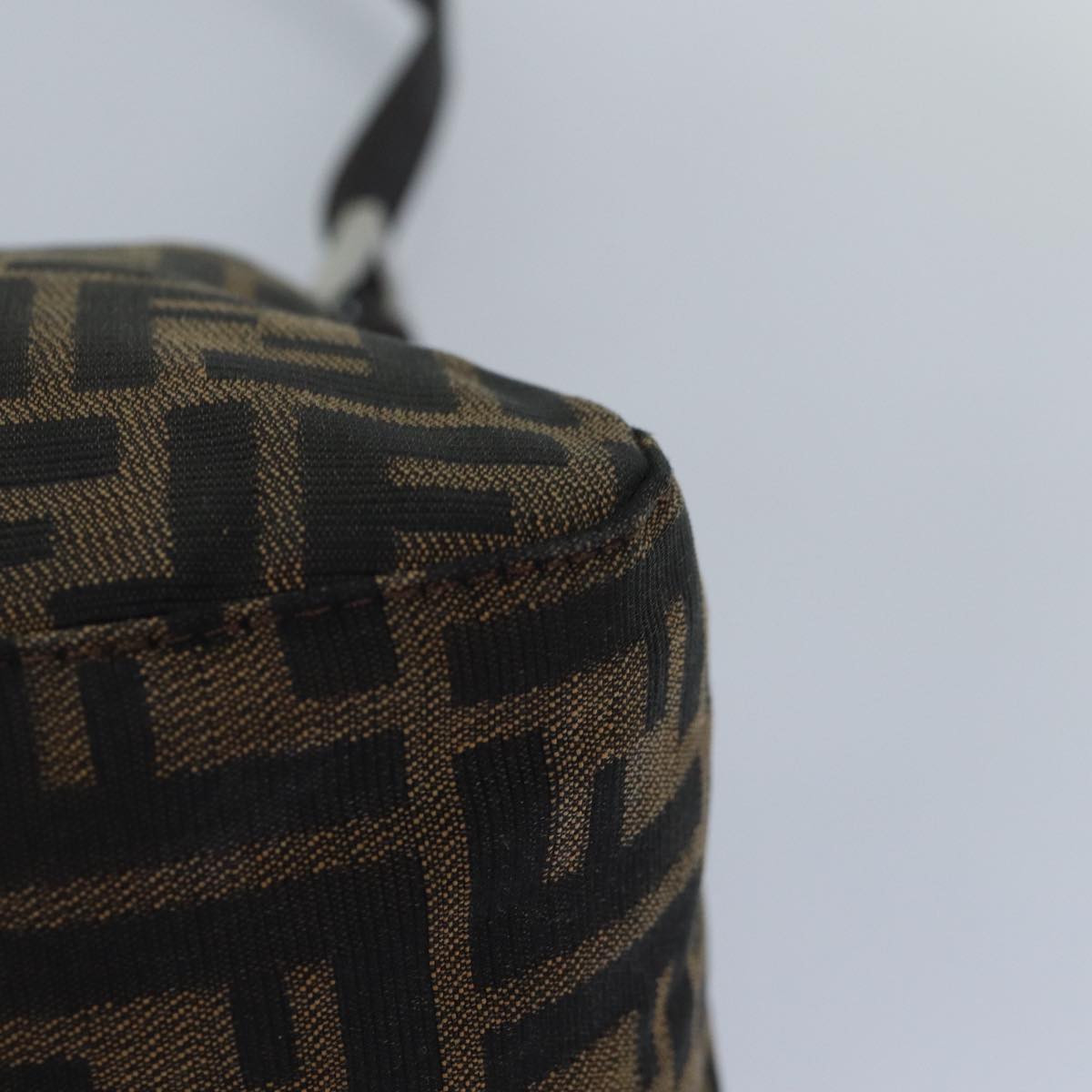 FENDI Zucca Canvas Mamma Baguette Shoulder Bag Brown Black Silver hk1612
