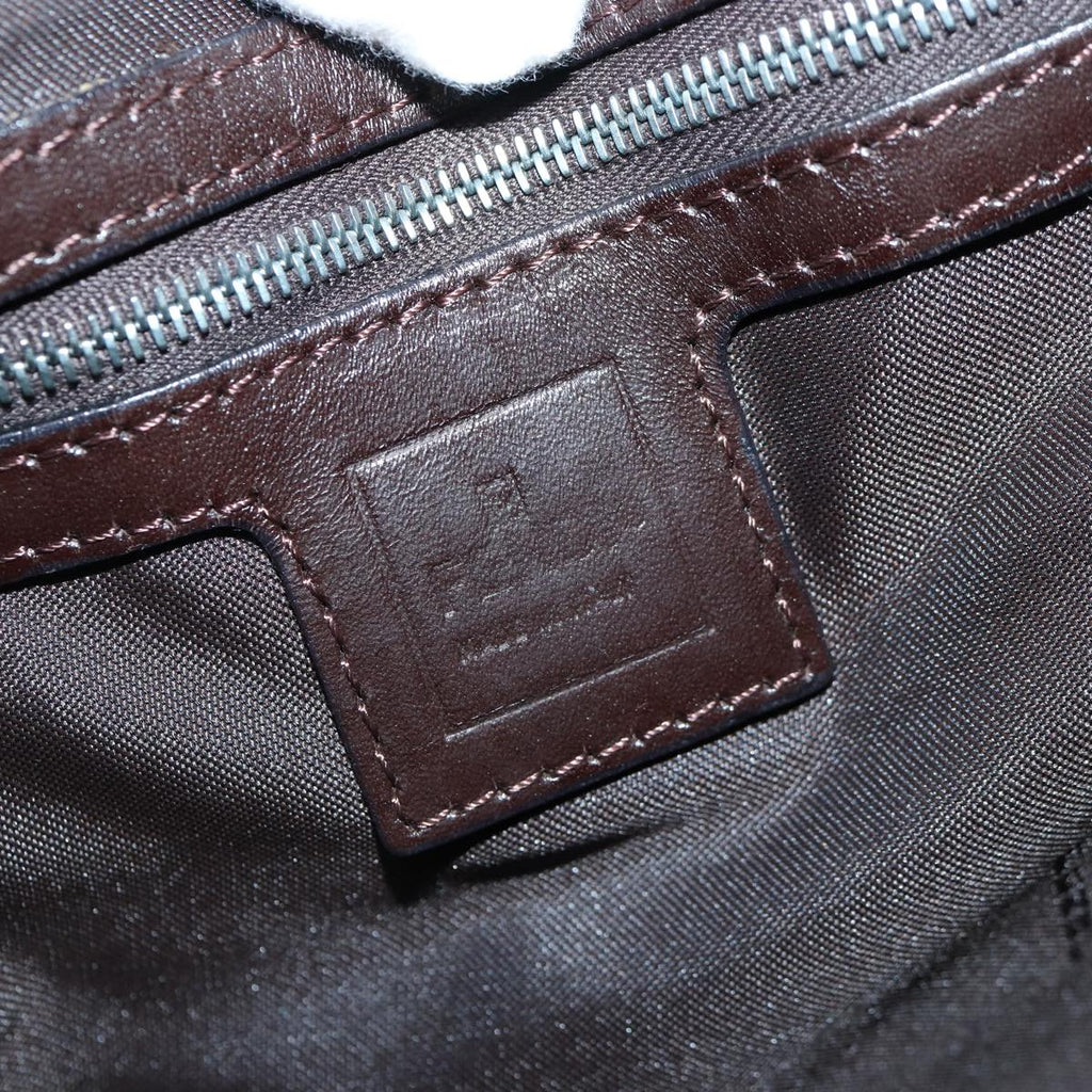 FENDI Zucca Canvas Mamma Baguette Shoulder Bag Brown Black Silver hk1612