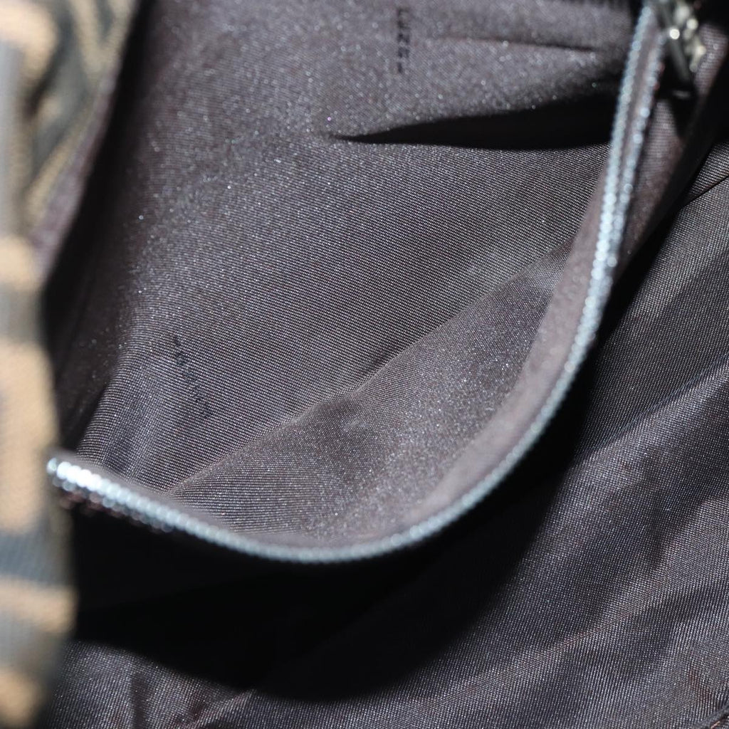 FENDI Zucca Canvas Mamma Baguette Shoulder Bag Brown Black Silver hk1612