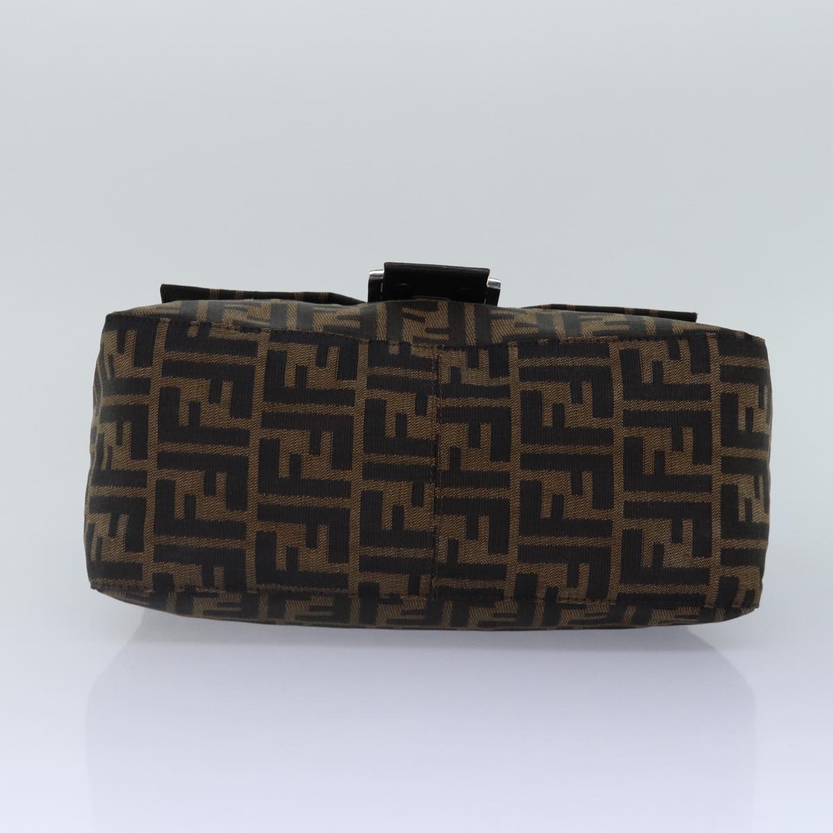 FENDI Zucca Canvas Mamma Baguette Shoulder Bag Brown Black Silver hk1612