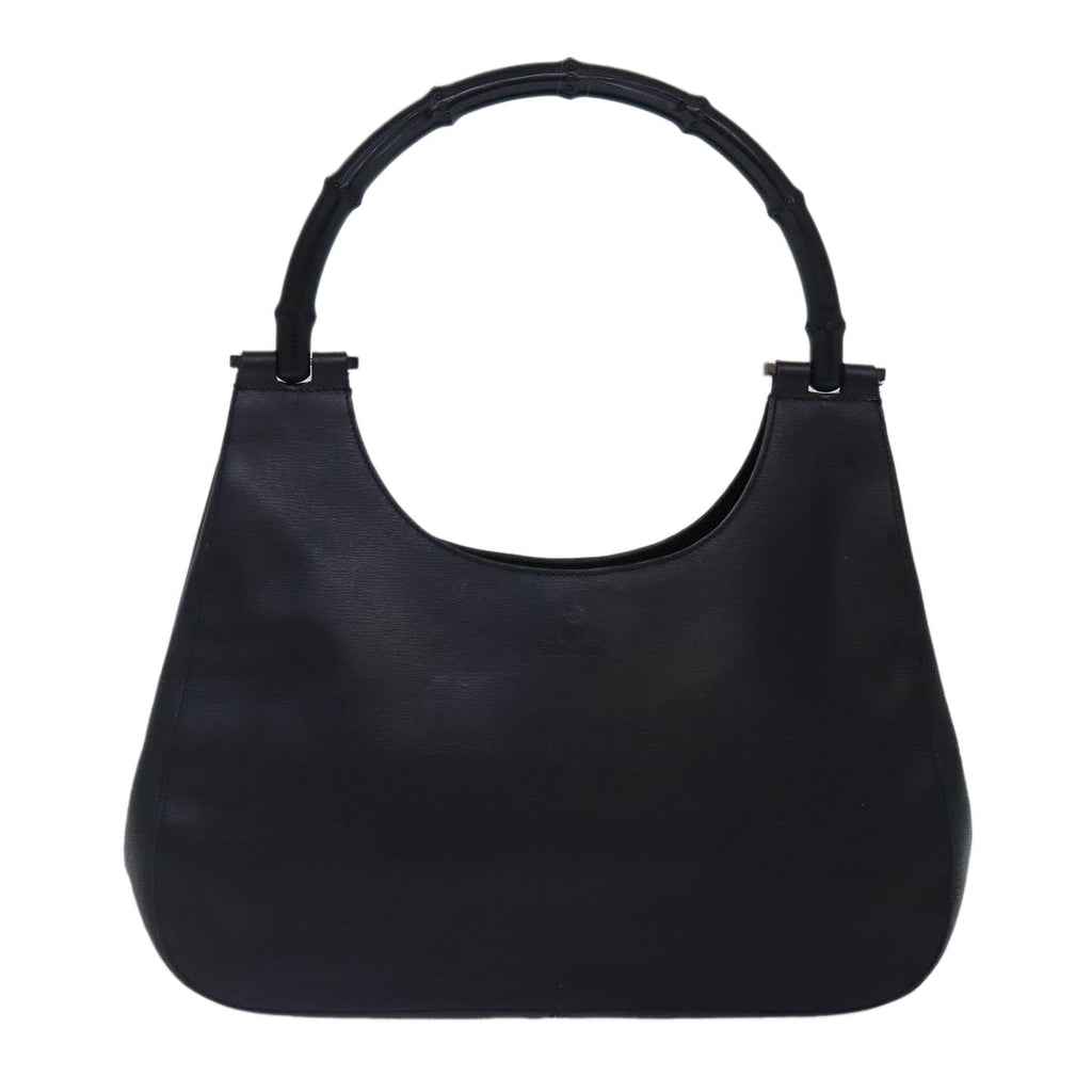 GUCCI Bamboo Shoulder Bag Leather Black Silver 001 3739 3444 hk1629