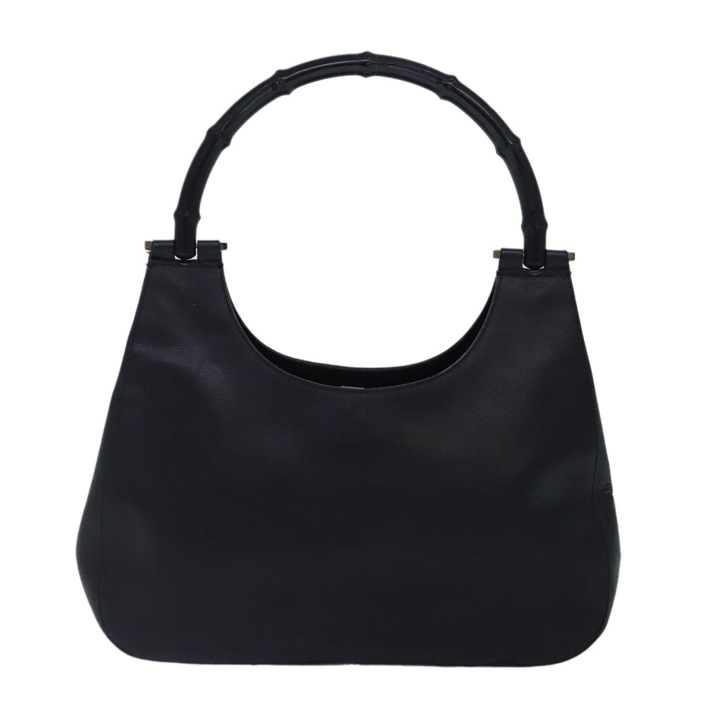 GUCCI Bamboo Shoulder Bag Leather Black Silver 001 3739 3444 hk1629