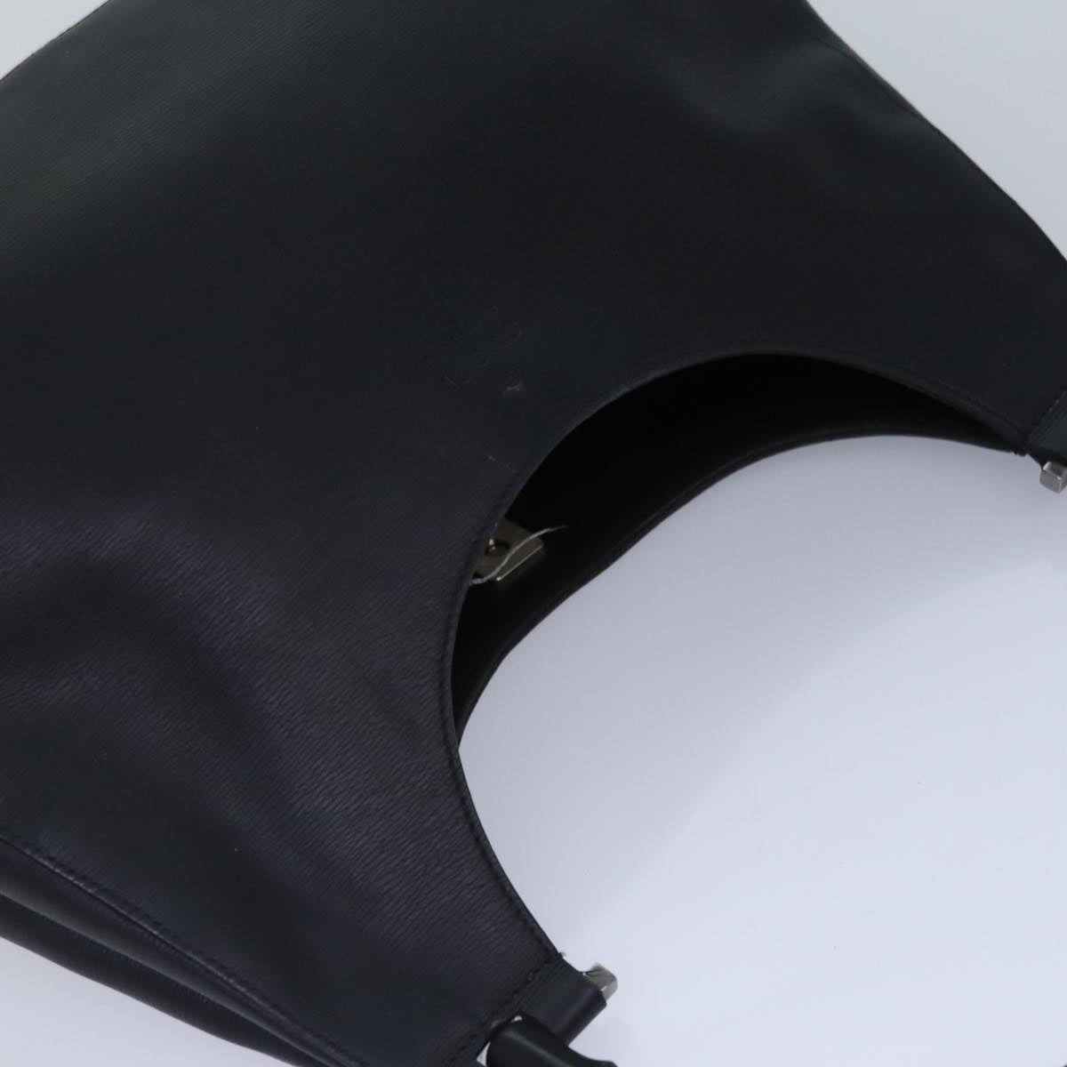 GUCCI Bamboo Shoulder Bag Leather Black Silver 001 3739 3444 hk1629