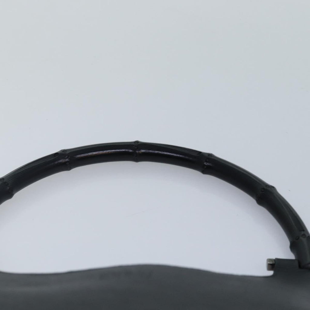 GUCCI Bamboo Shoulder Bag Leather Black Silver 001 3739 3444 hk1629