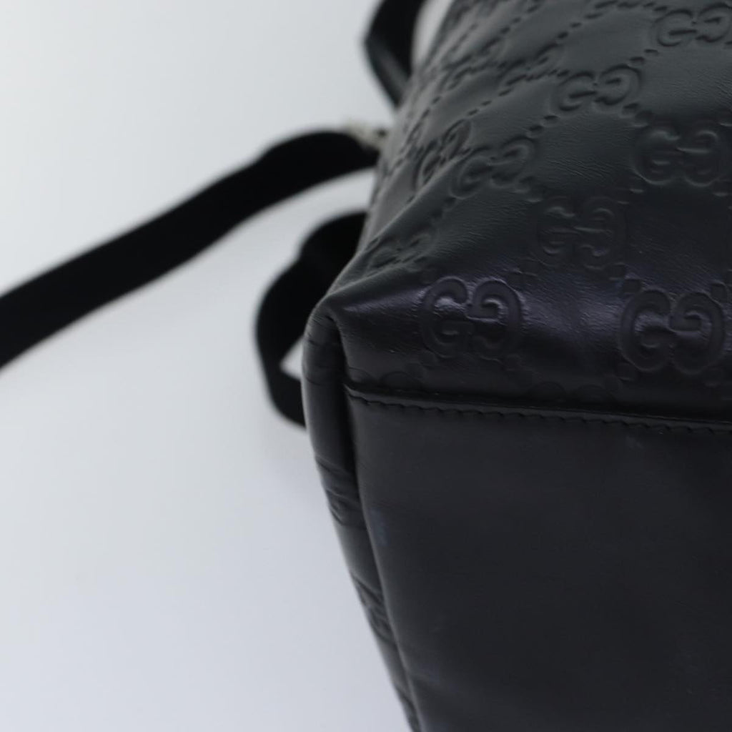 GUCCI GG Canvas Backpack Leather Guccissima Black Silver 268184 hk1636