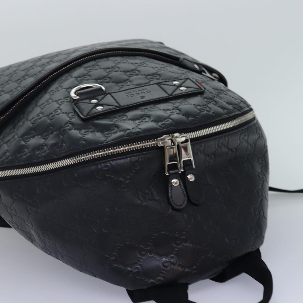 GUCCI GG Canvas Backpack Leather Guccissima Black Silver 268184 hk1636
