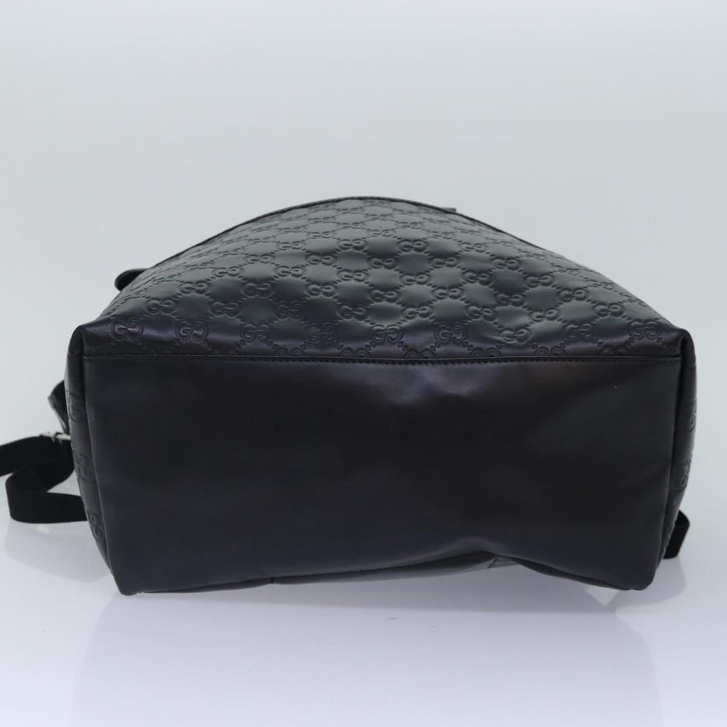 GUCCI GG Canvas Backpack Leather Guccissima Black Silver 268184 hk1636
