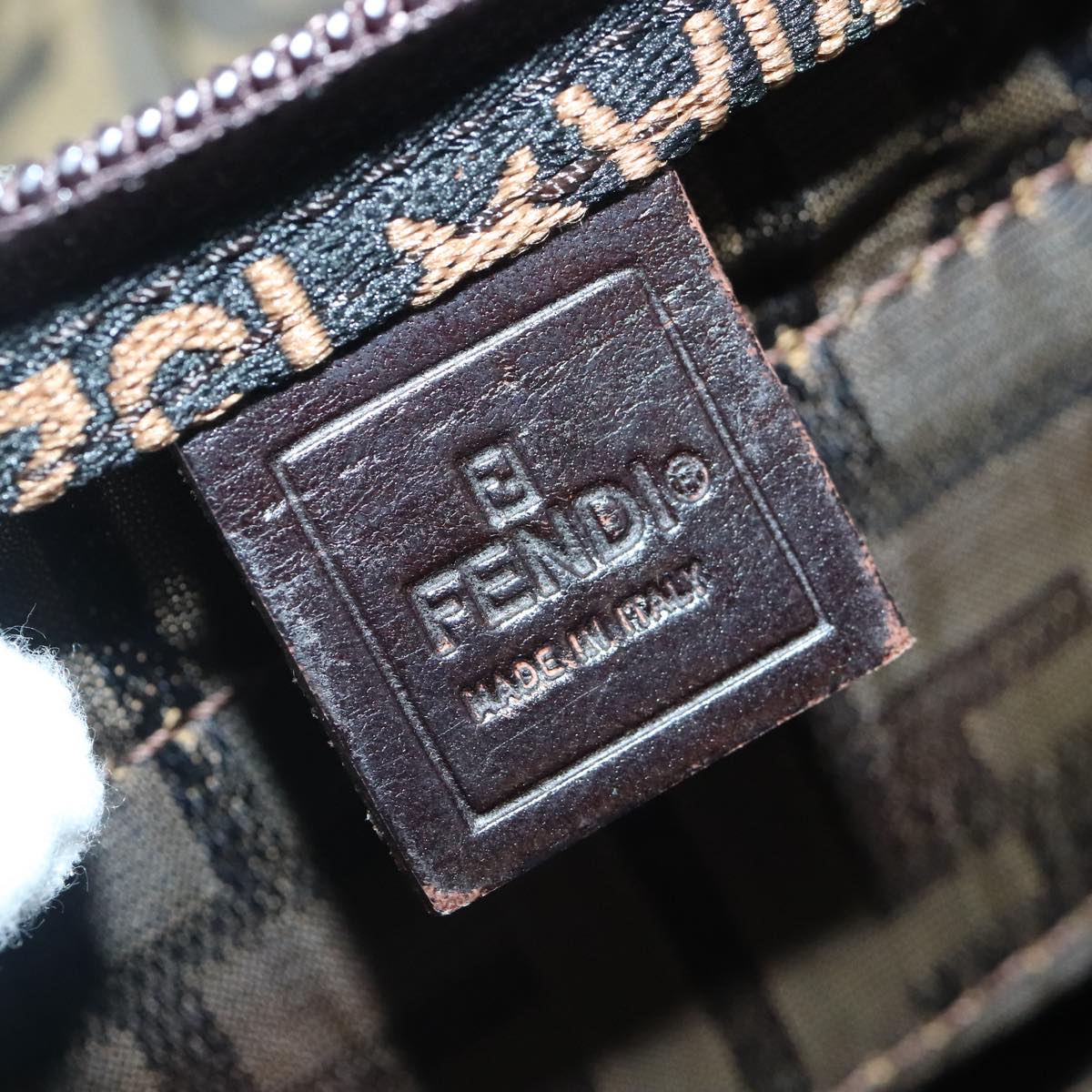 FENDI Zucca Canvas Boston Bag Brown hk1658