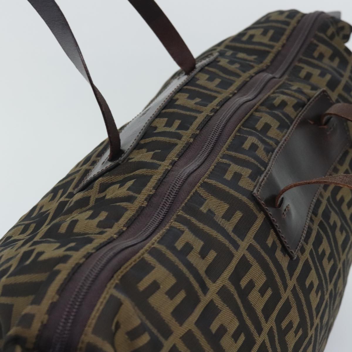 FENDI Zucca Canvas Boston Bag Brown hk1658