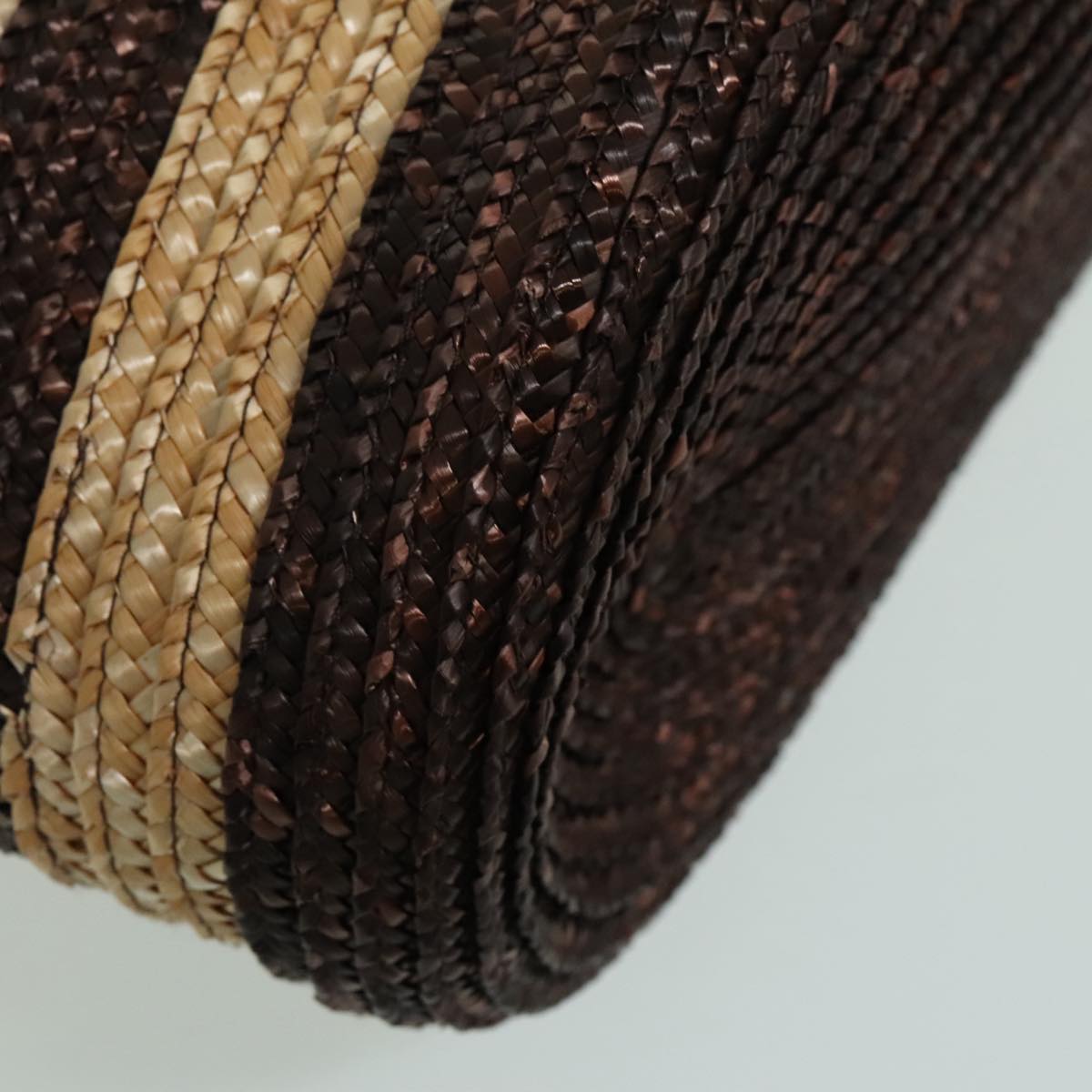 FENDI Pecan Hand Bag straw Beige Brown 8BH240 hk1660