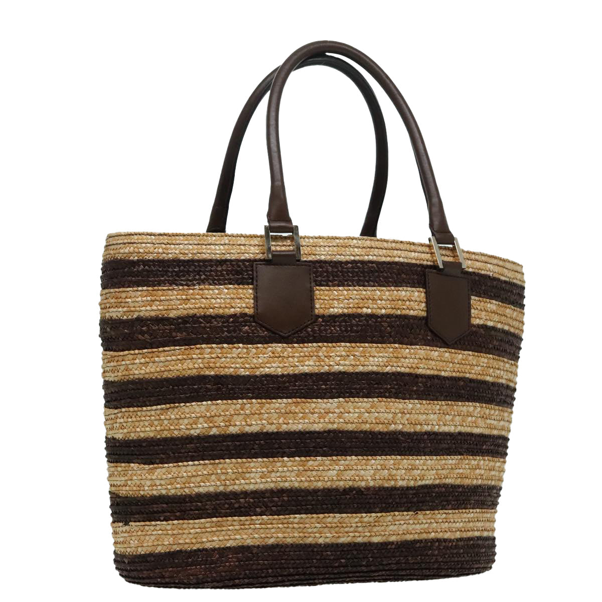 FENDI Pecan Hand Bag straw Beige Brown 8BH240 hk1660