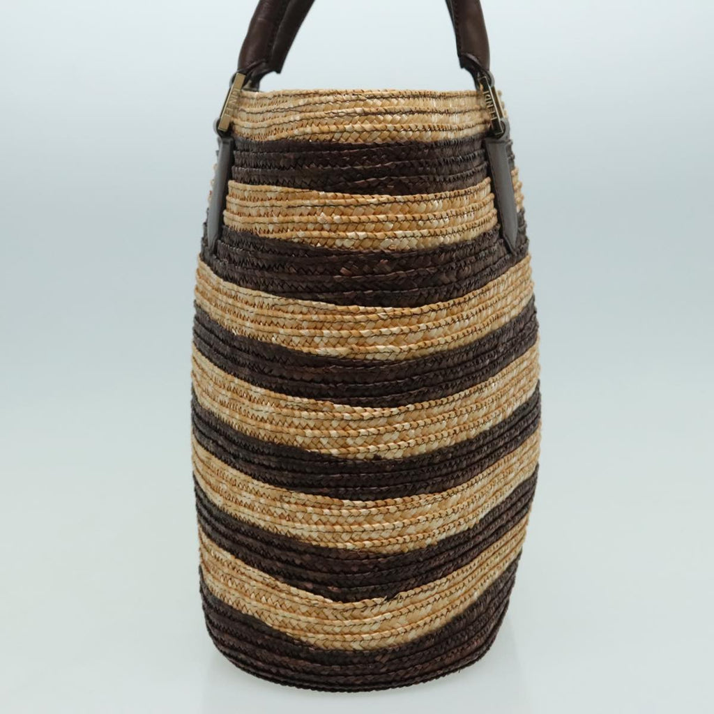 FENDI Pecan Hand Bag straw Beige Brown 8BH240 hk1660