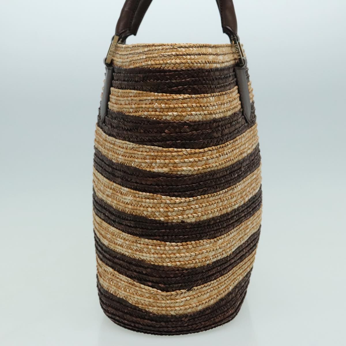 FENDI Pecan Hand Bag straw Beige Brown 8BH240 hk1660
