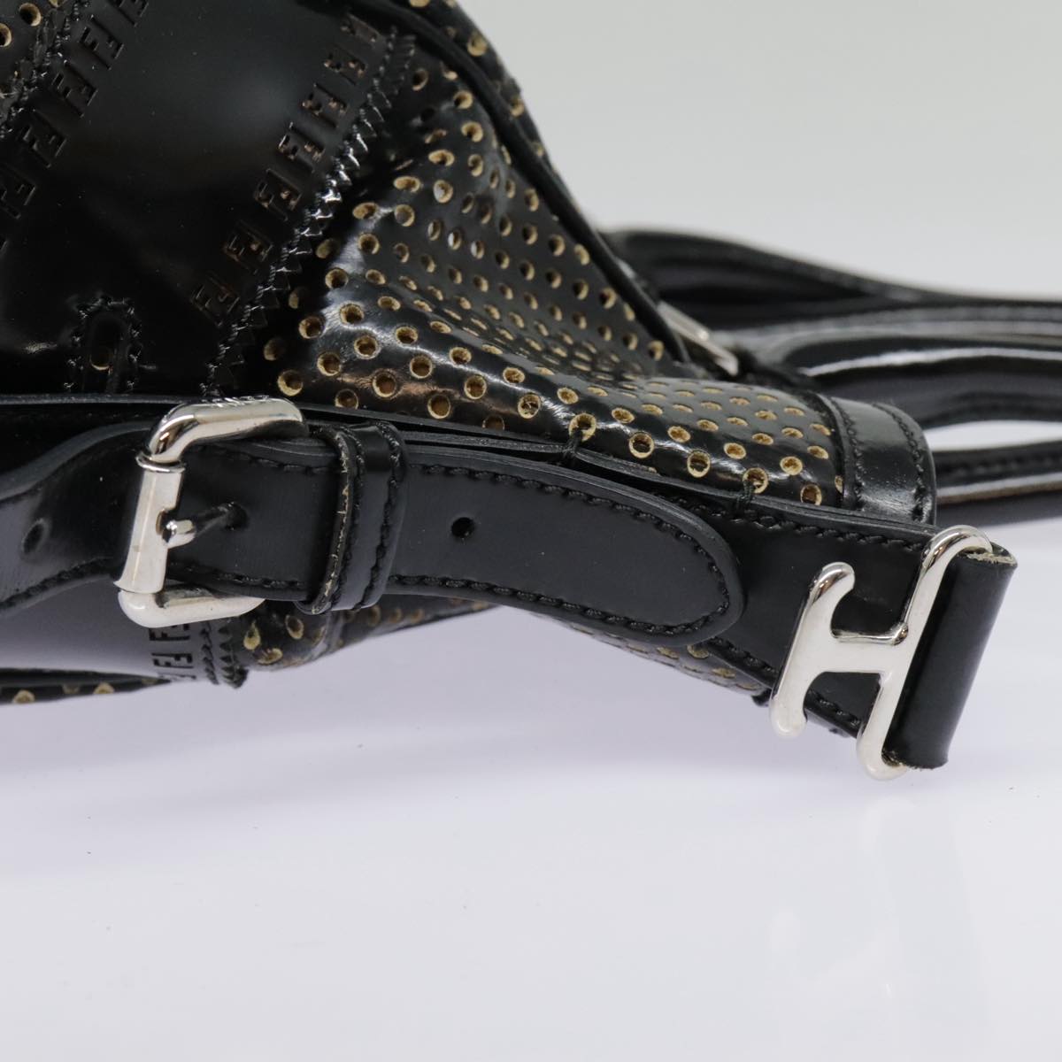 FENDI Hand Bag Enamel Black 8BN157 hk1661