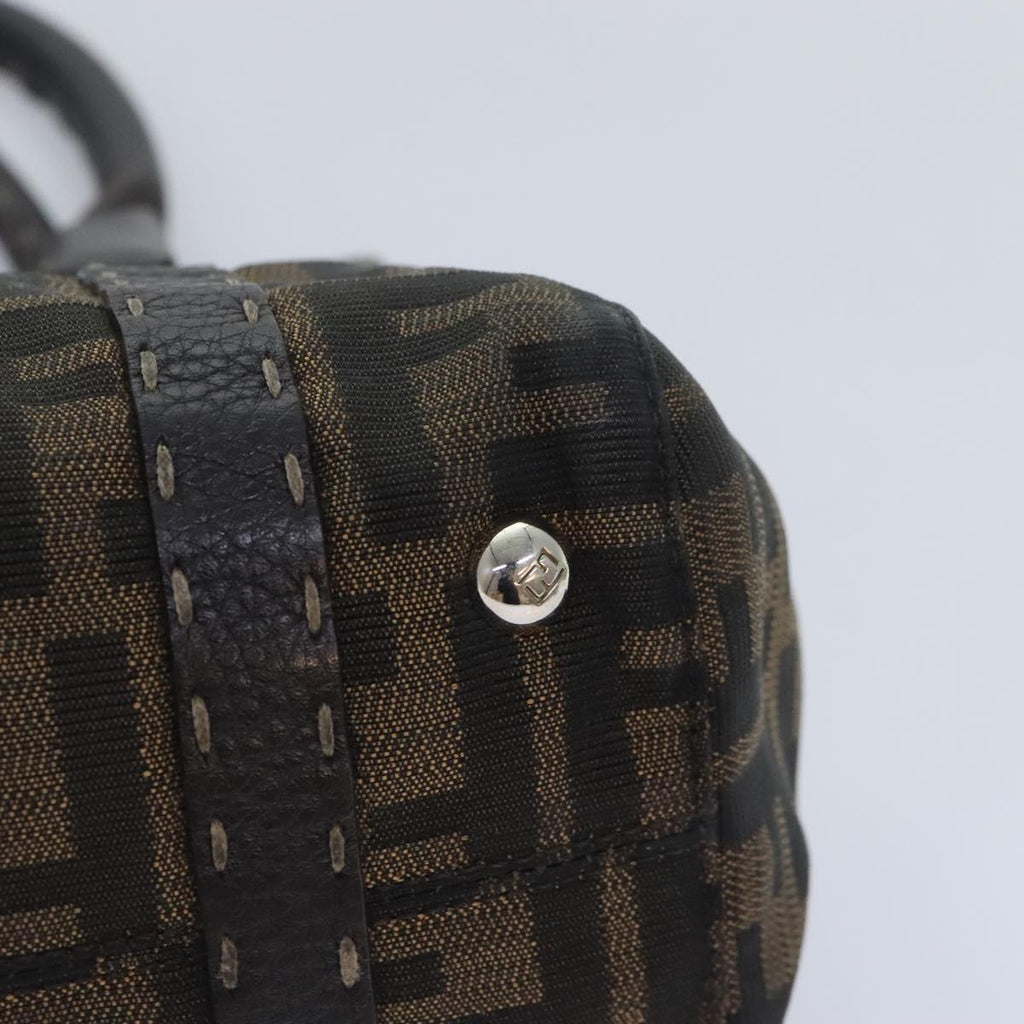 FENDI Zucca Canvas Celleria Hand Bag Brown Black 8BR486 hk1663